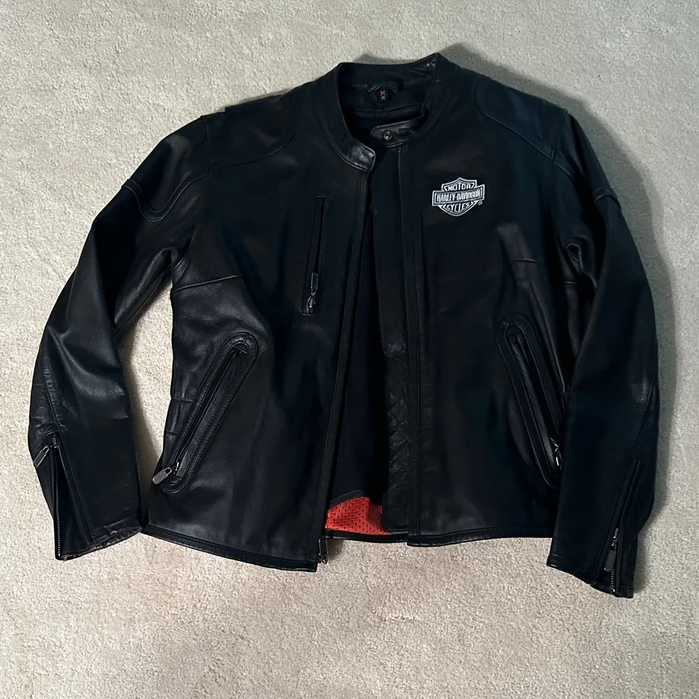 Harley-Davidson Women’s Black Leather Bomber Jacket - Picture 1 of 5